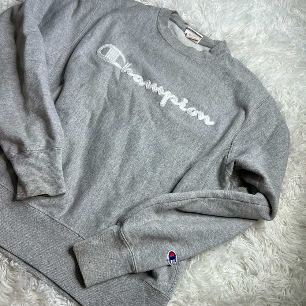 Oversized Champion Crewneck Grey Size Medium